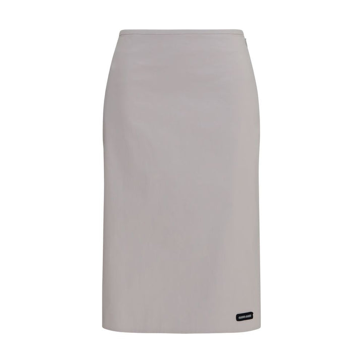 Miu Miu Gray Cotton Midi Skirt
