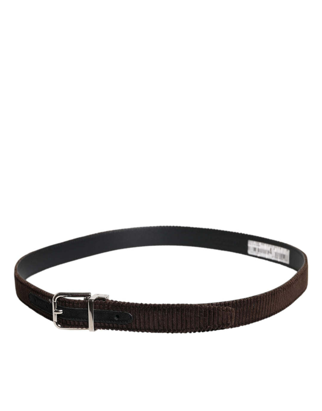 Dolce & Gabbana Men Brown Velvet Ridged Silver Buckle Belt