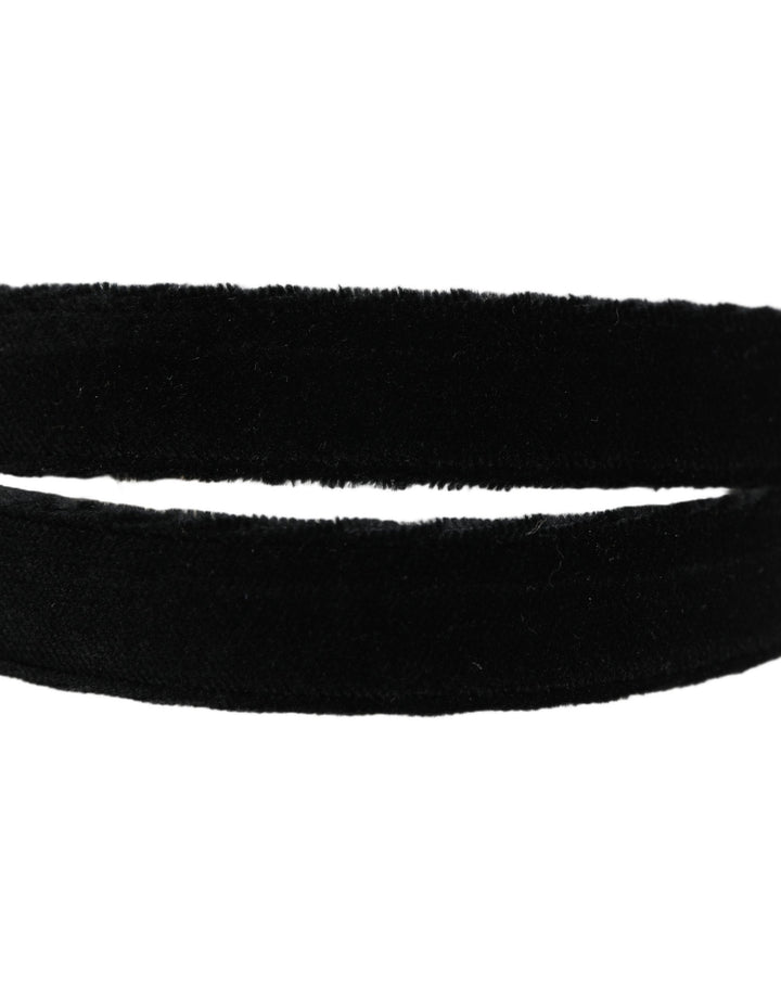 Dolce & Gabbana Men Black Velvet Gold Tone Metal Buckle Belt