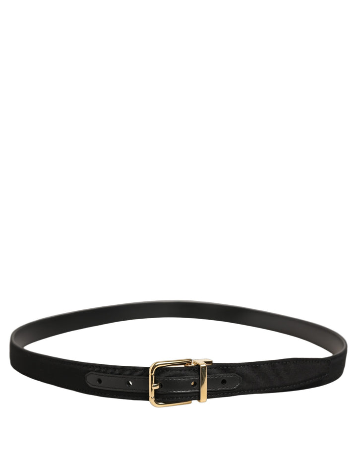 Dolce & Gabbana Black Canvas Leather Gold Metal Buckle Belt