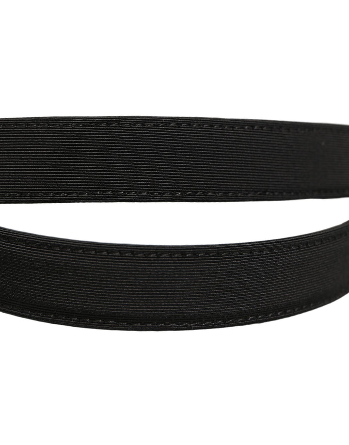 Dolce & Gabbana Black Canvas Leather Gold Metal Buckle Belt