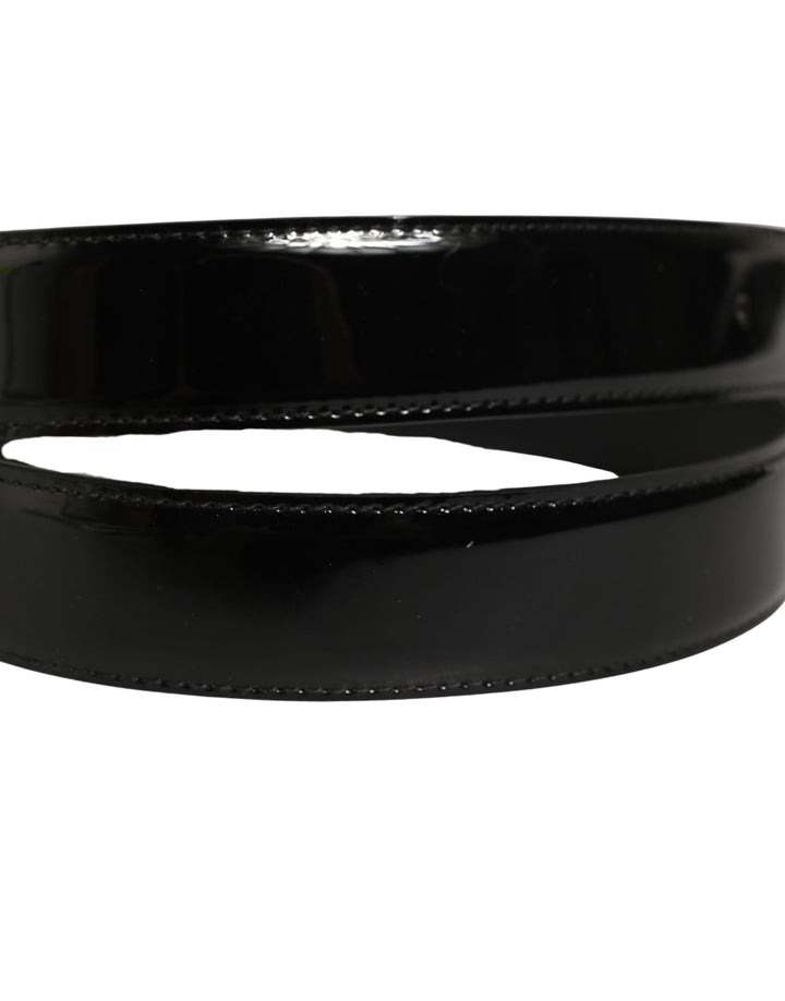 Dolce & Gabbana Black Patent Leather Gold Metal Buckle Belt