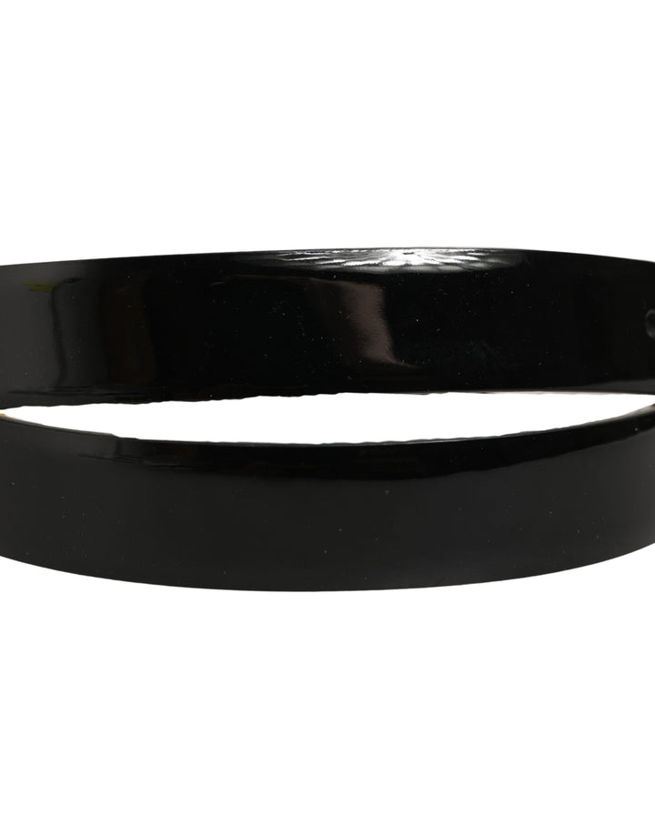 Dolce & Gabbana Black Classic Leather Gold Tone Buckle Belt