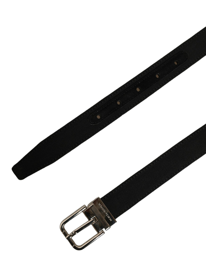 Dolce & Gabbana Black Classic Leather Silver Tone Buckle Belt