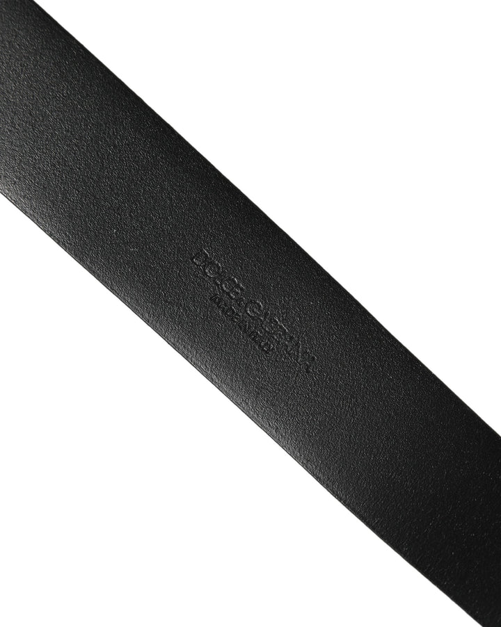 Dolce & Gabbana Black Calf Leather Classic Silver Buckle Belt