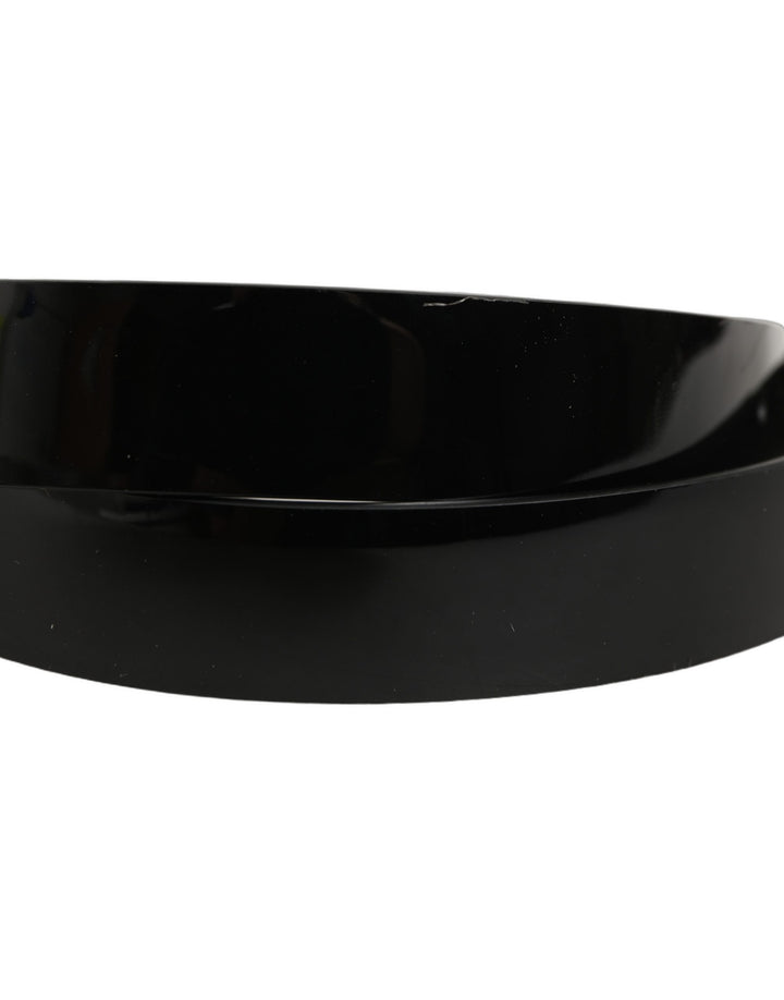Dolce & Gabbana Black Classic Leather Silver Tone Buckle Belt