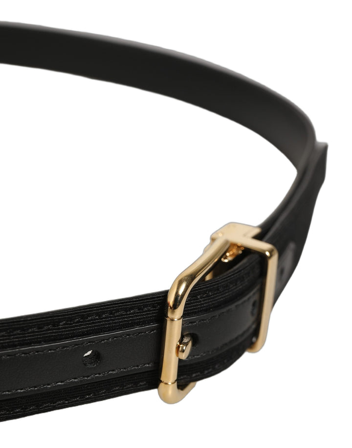 Dolce & Gabbana Black Canvas Leather Gold Metal Buckle Belt