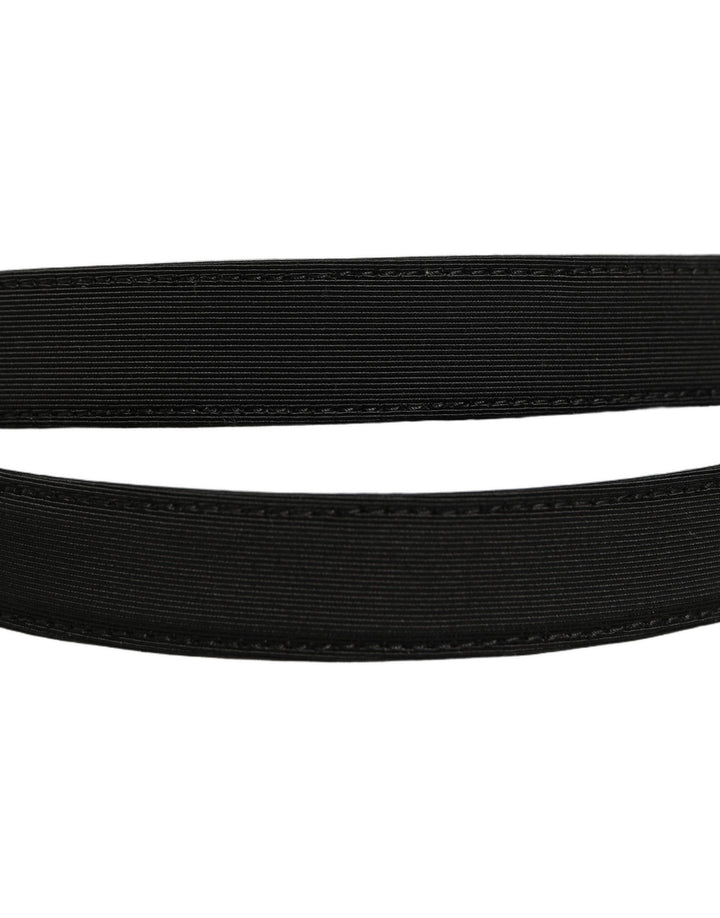 Dolce & Gabbana Black Canvas Leather Gold Metal Buckle Belt