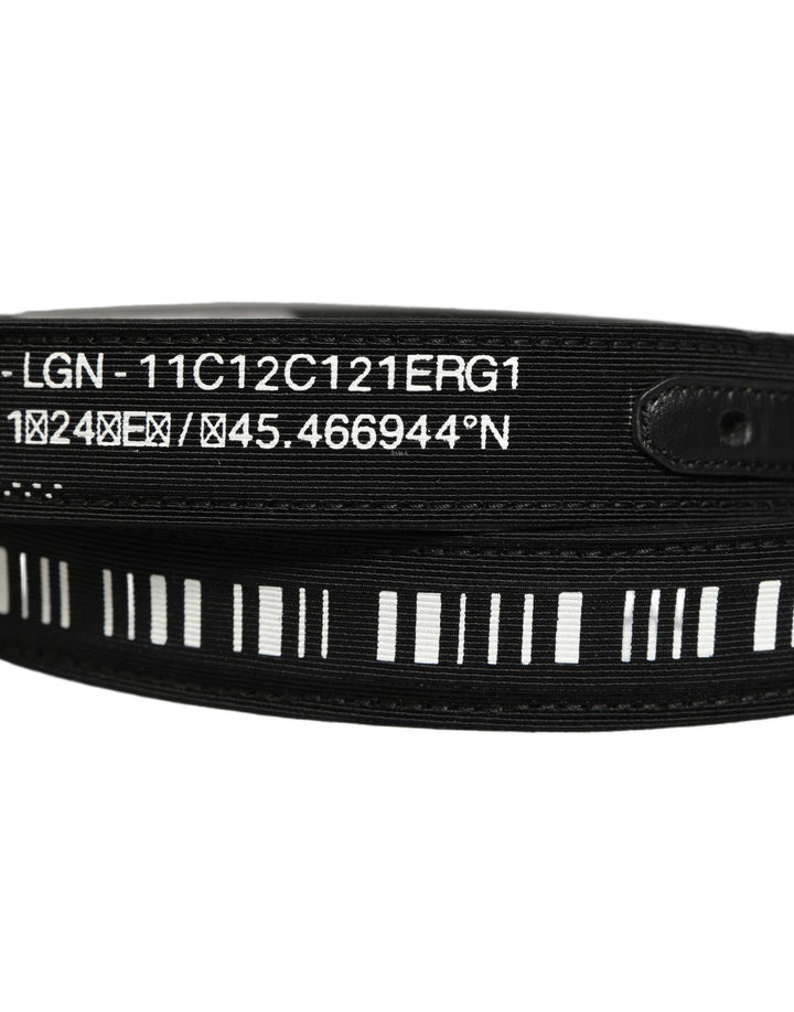 Dolce & Gabbana Black Fabric Leather Barcode Silver Buckle Belt