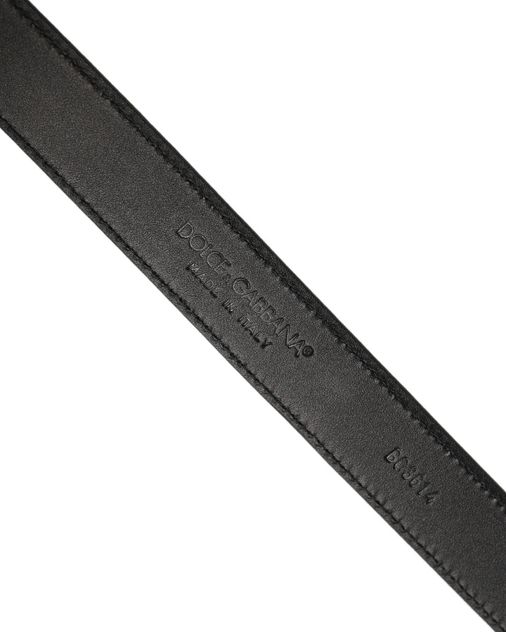 Dolce & Gabbana Men Black Leather Gold Tone Metal Buckle Belt