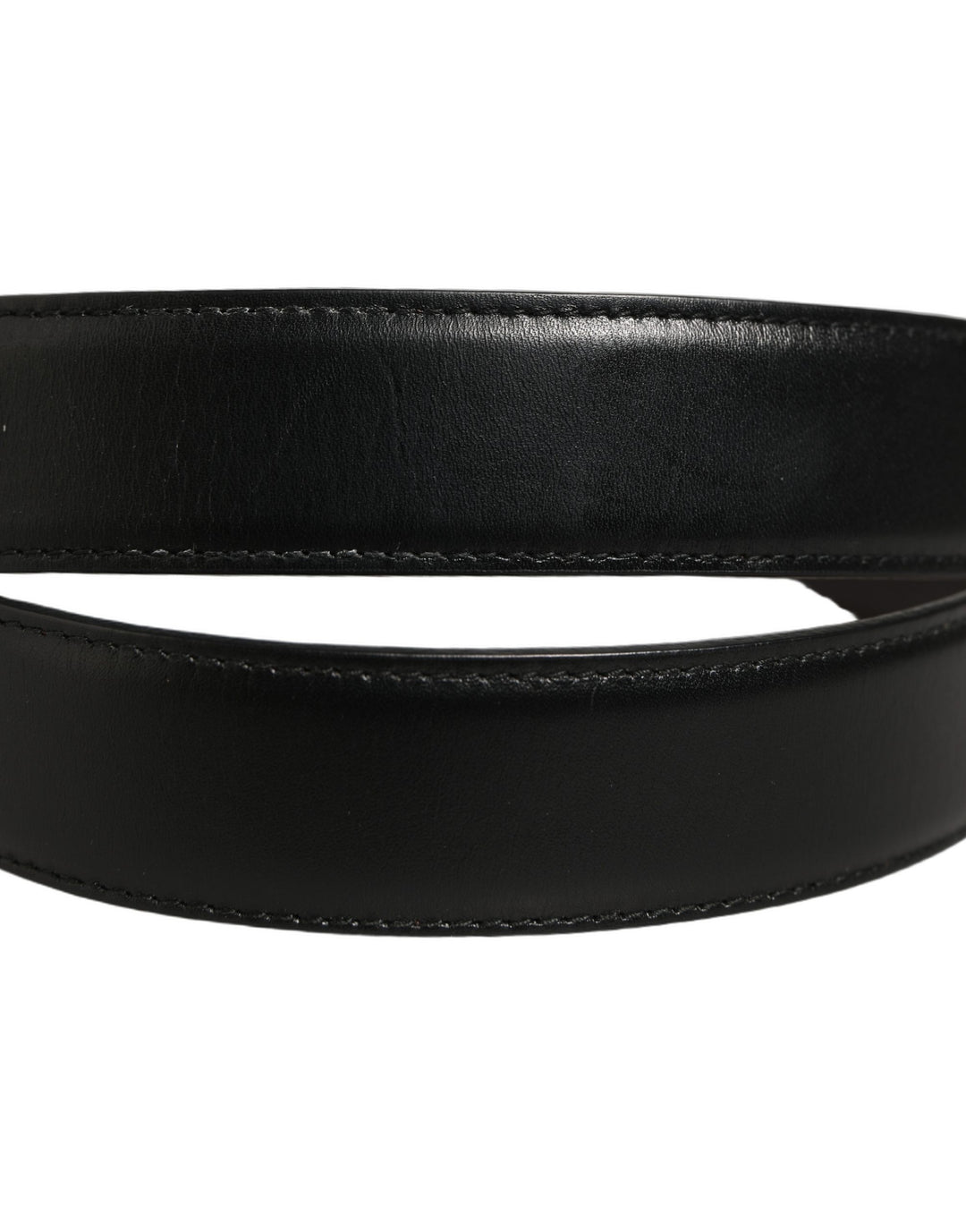 Dolce & Gabbana Black Classic Leather Silver Tone Buckle Belt