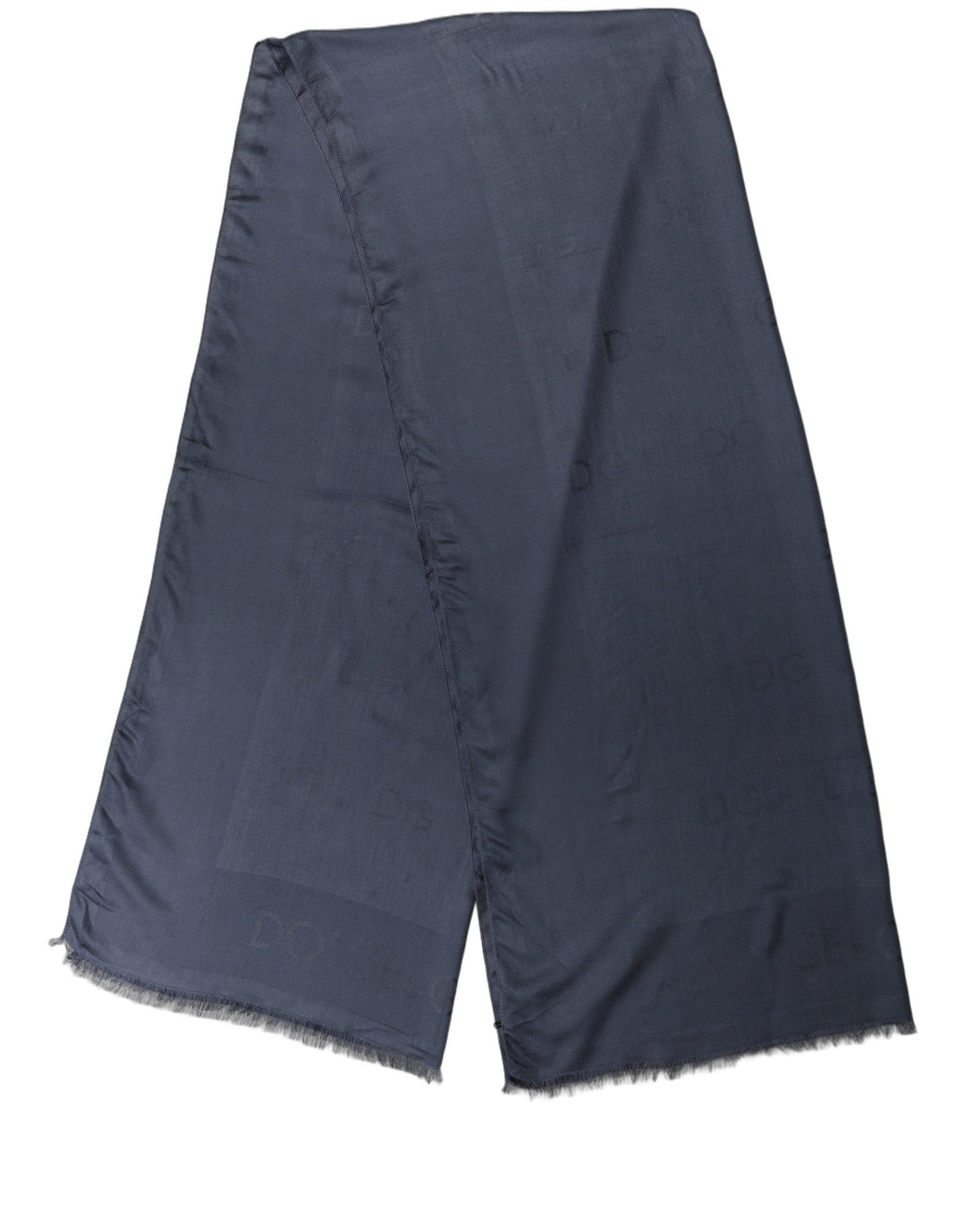 Dolce & Gabbana Dark Blue Modal Frayed Edge Lace Stole Scarf