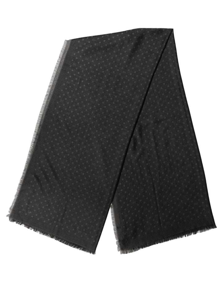 Dolce & Gabbana Men Black Viscose Polka Dot Fringe Shawl Lace Stole