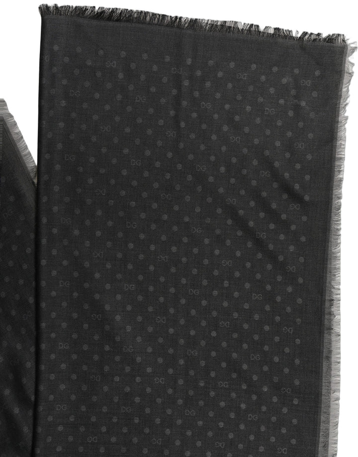 Dolce & Gabbana Men Black Viscose Polka Dot Fringe Shawl Lace Stole