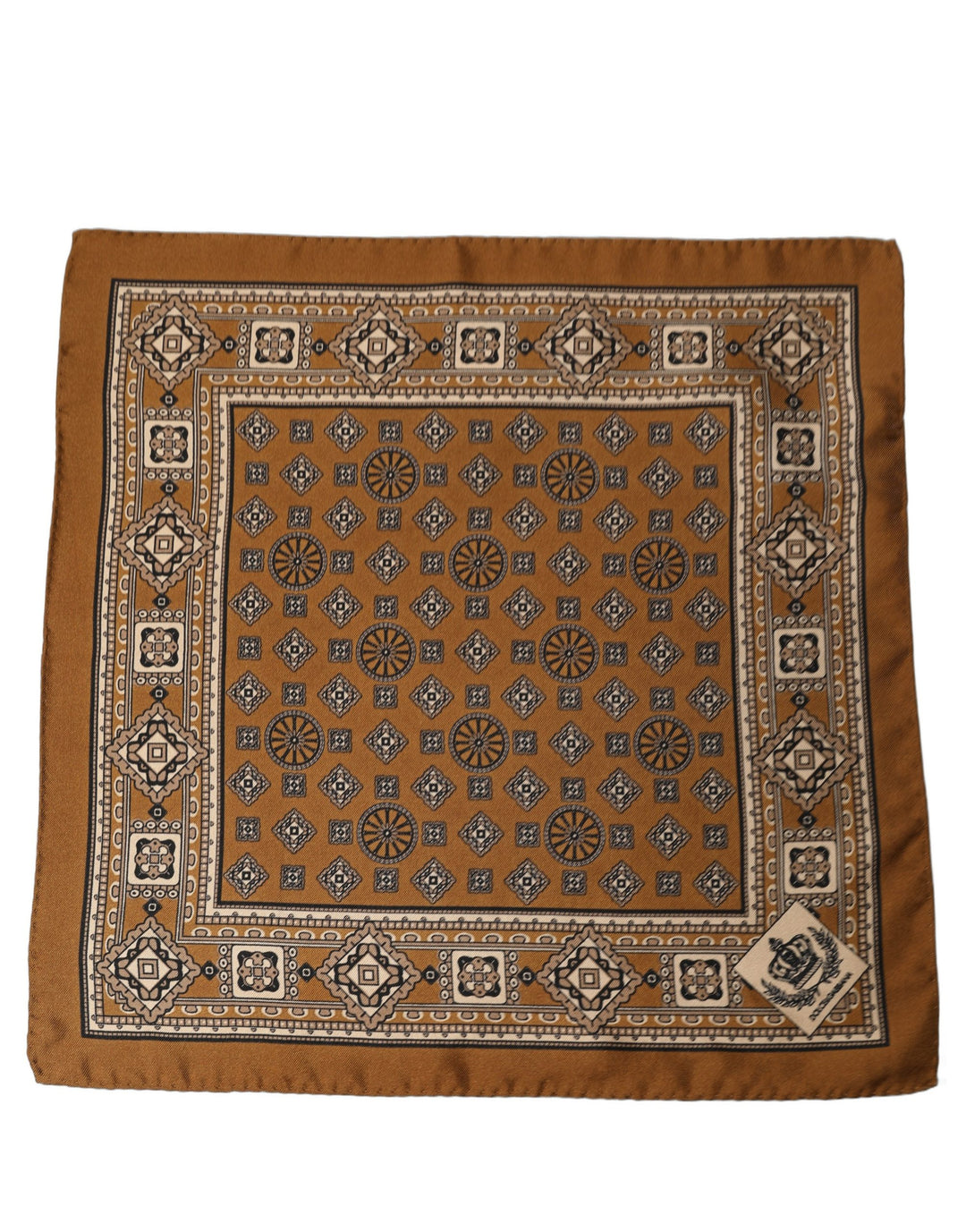 Dolce & Gabbana Brown Geometric Pocket Square Foulard Scarf