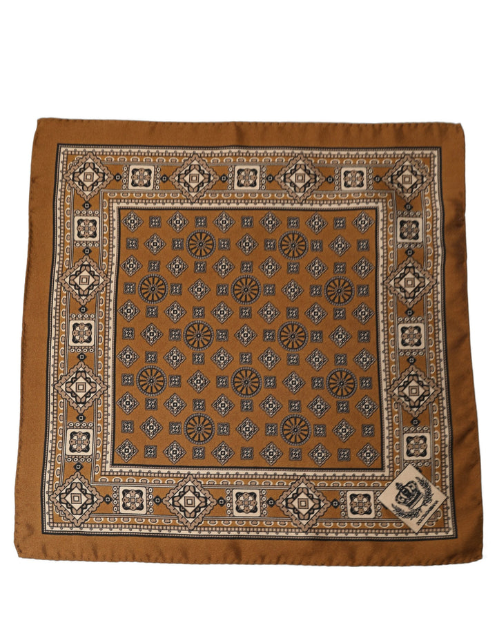 Dolce & Gabbana Brown Geometric Pocket Square Foulard Scarf