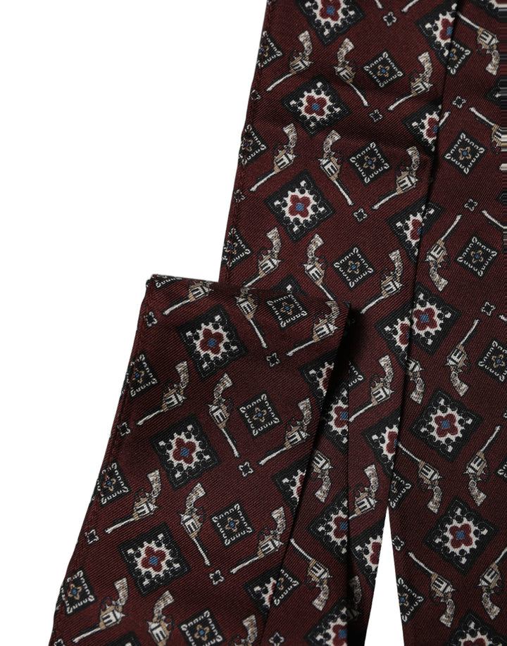 Dolce & Gabbana Burgundy Skinny Twilly Fringed Foulard Scarf