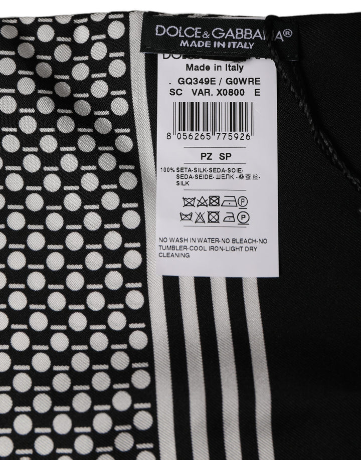 Dolce & Gabbana Black White Geometric Silk Neck Shawl Scarf