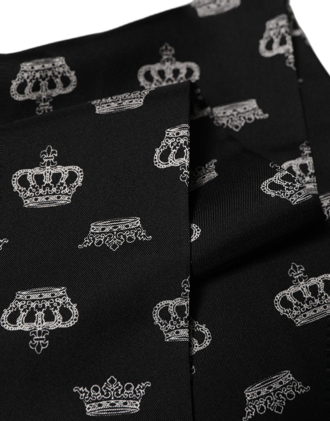 Dolce & Gabbana Black Silk Crown Fringed Neck Shawl Scarf