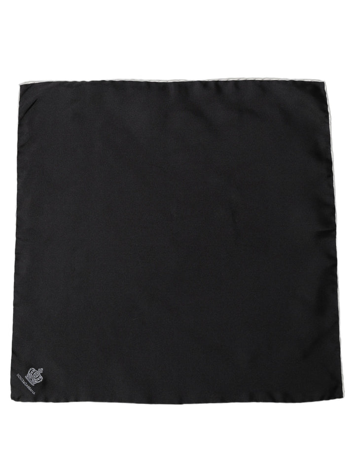 Dolce & Gabbana Men Black Silk Pocket Square Foulard Scarf