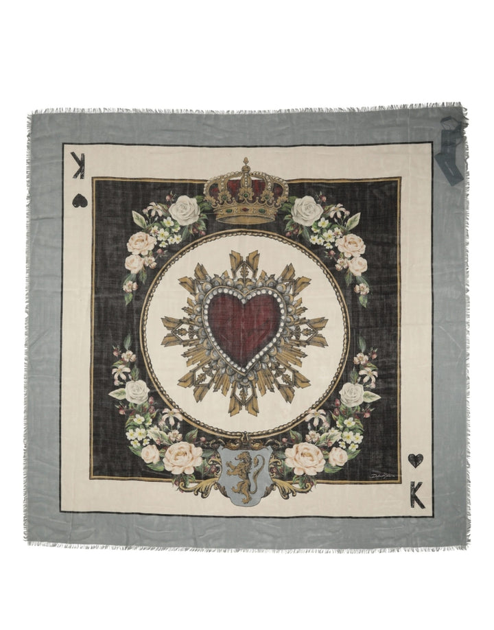 Dolce & Gabbana Men Multicolor King of Hearts Square Foulard Scarf