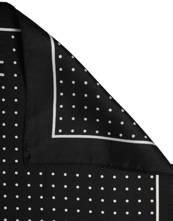 Dolce & Gabbana Black Polka Dot Pocket Square Foulard Scarf