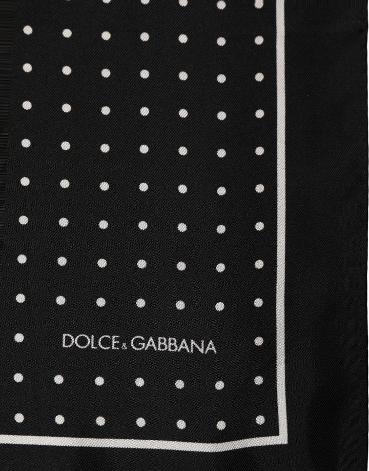 Dolce & Gabbana Black Polka Dot Pocket Square Foulard Scarf