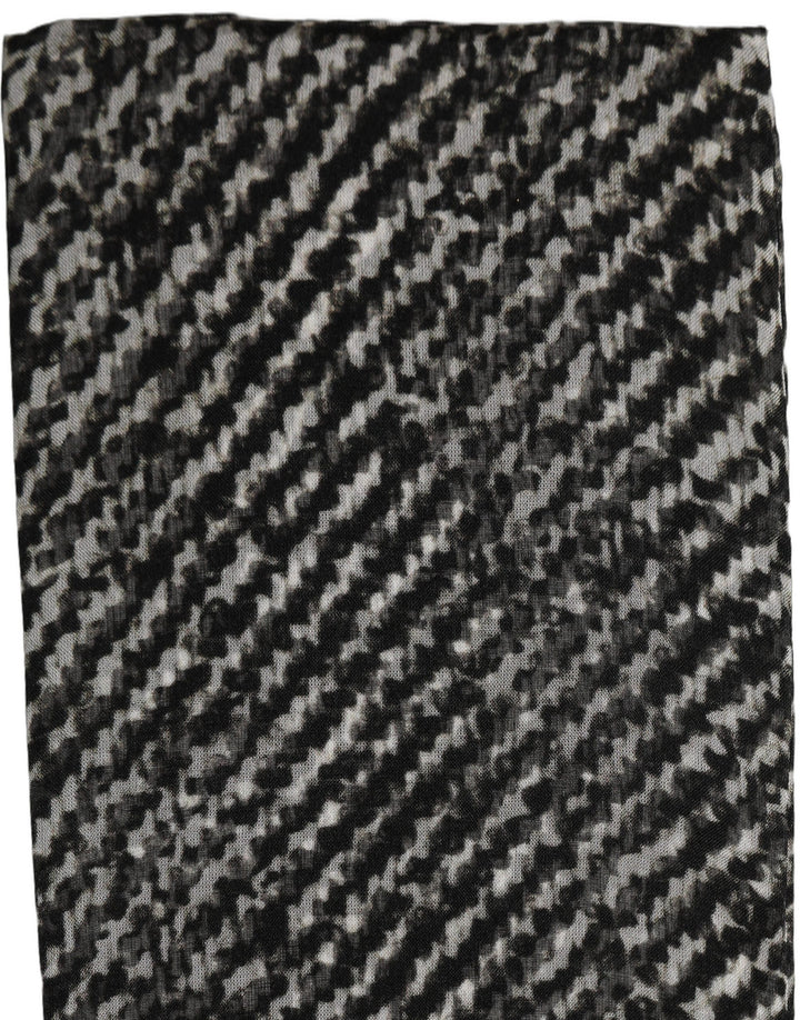 Dolce & Gabbana Black White Herringbone Tweed Shawl Scarf