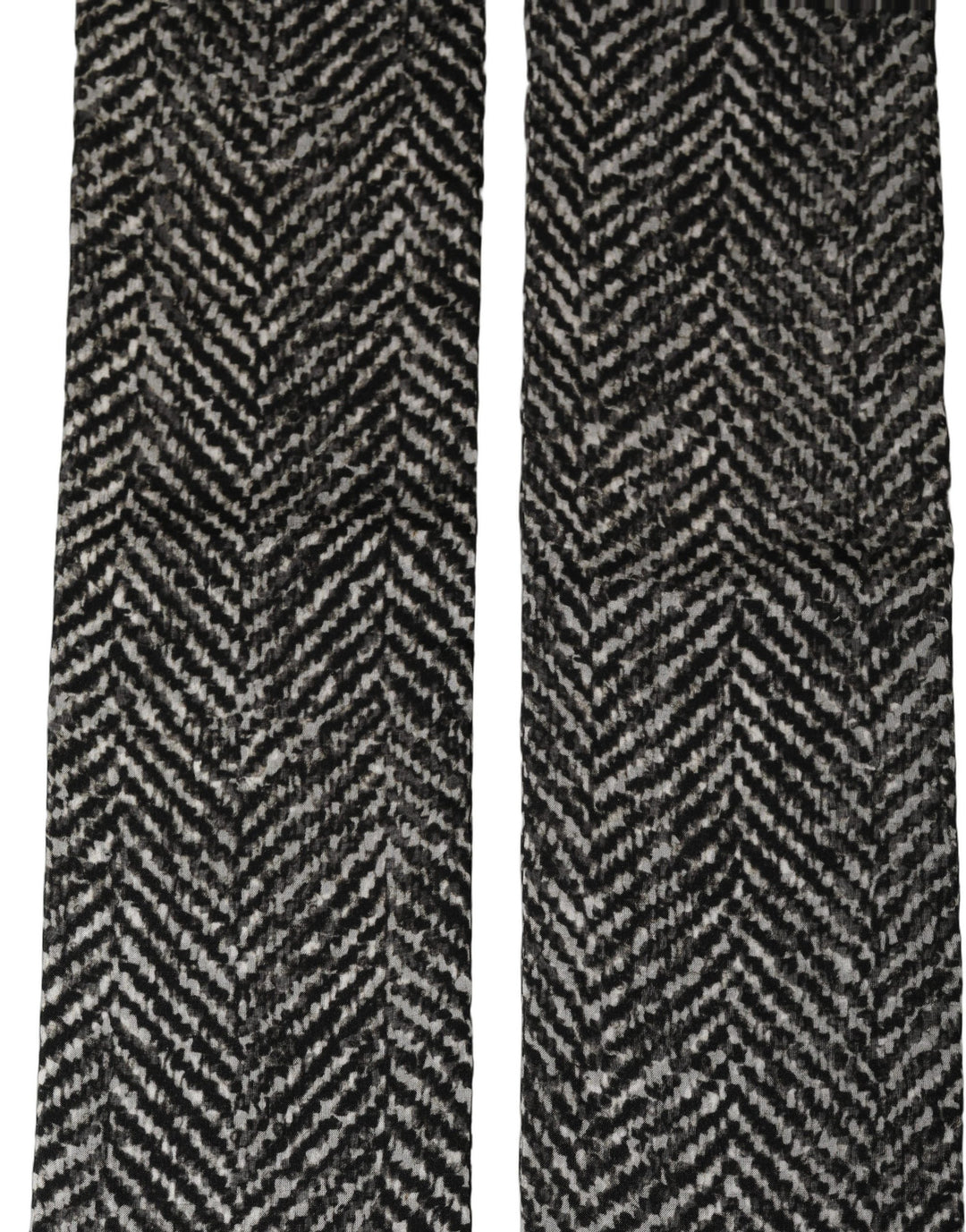 Dolce & Gabbana Black White Herringbone Tweed Shawl Scarf