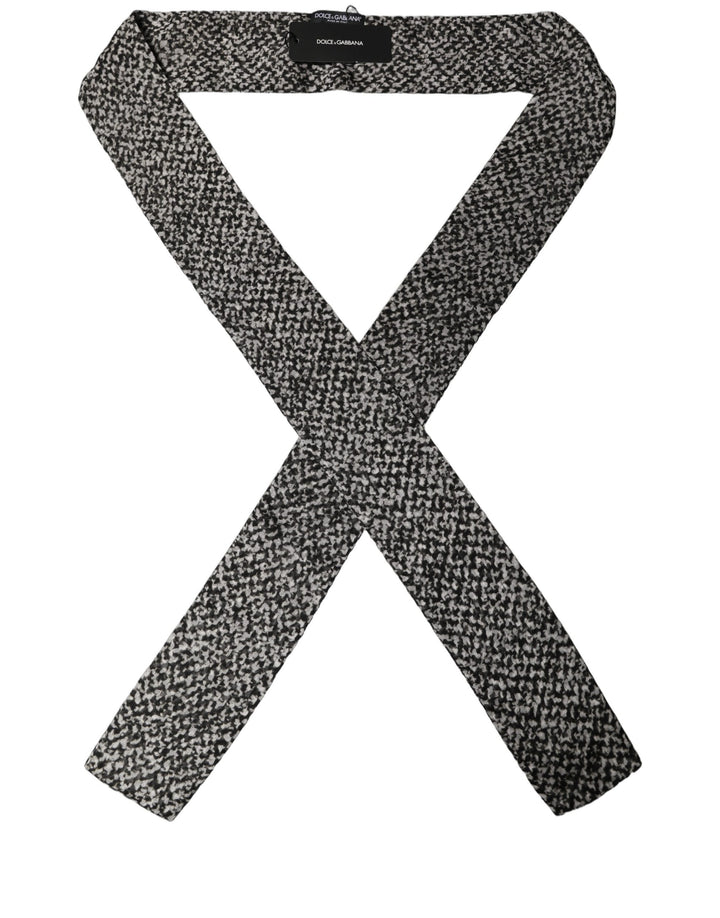 Dolce & Gabbana Black White Herringbone Tweed Shawl Scarf