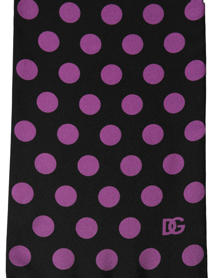 Dolce & Gabbana Men Black Purple Polka Dot Fringed Lace Stole Scarf