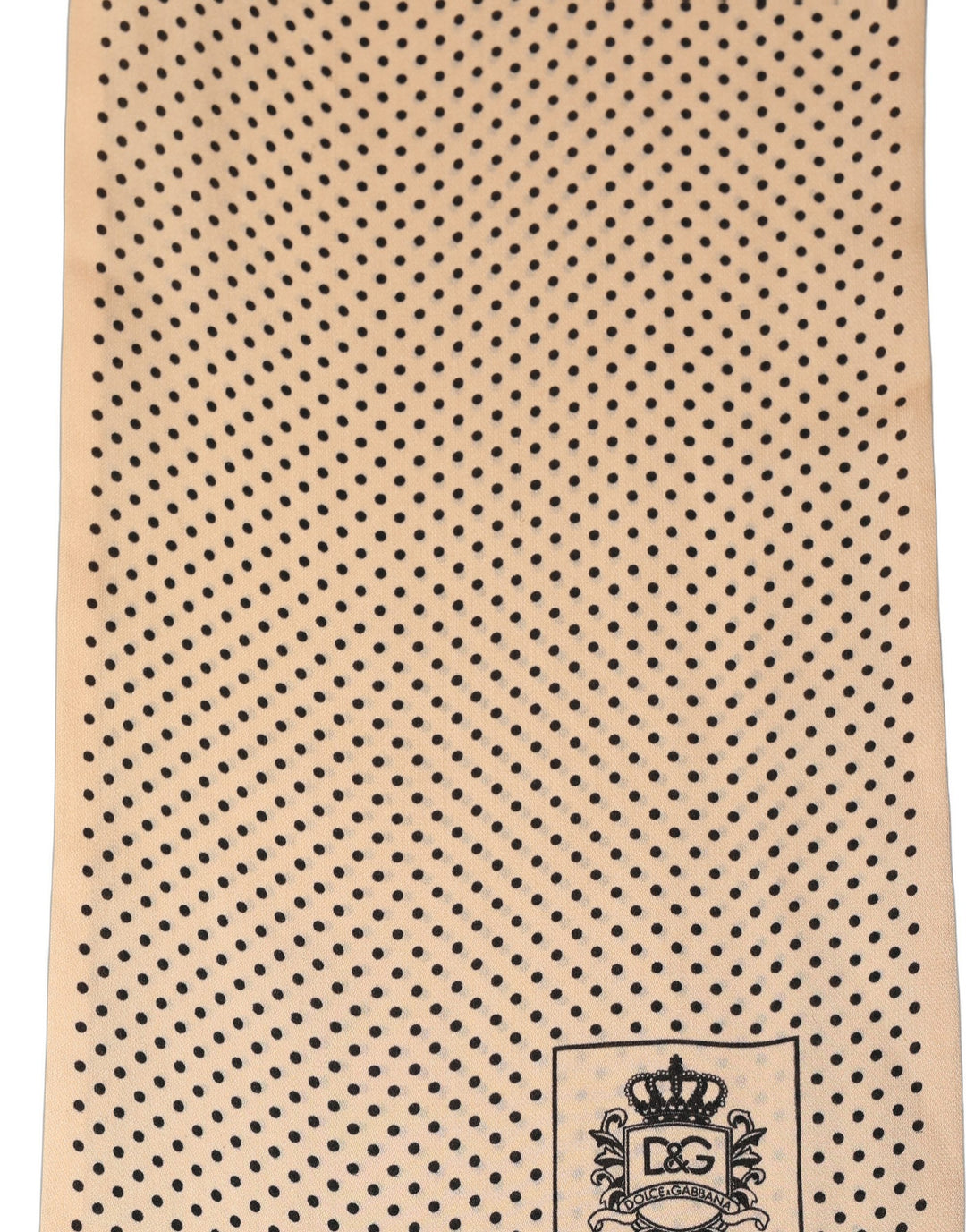 Dolce & Gabbana Beige Silk Dotted Fringed Neck Shawl Scarf