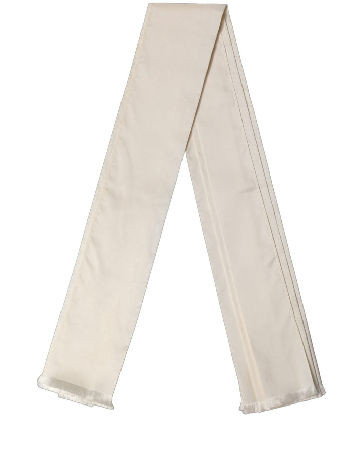 Dolce & Gabbana Men Cream Satin Silk Fringed Neck Shawl Scarf