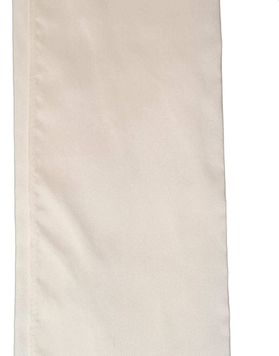 Dolce & Gabbana Men Cream Satin Silk Fringed Neck Shawl Scarf