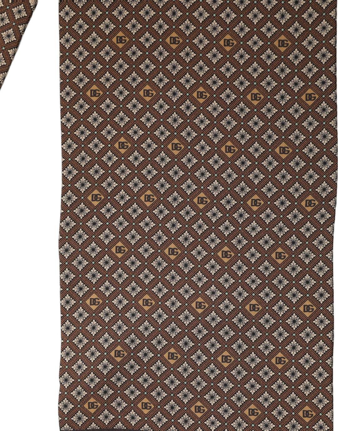 Dolce & Gabbana Brown Geometric Silk Men Neck Shawl Scarf