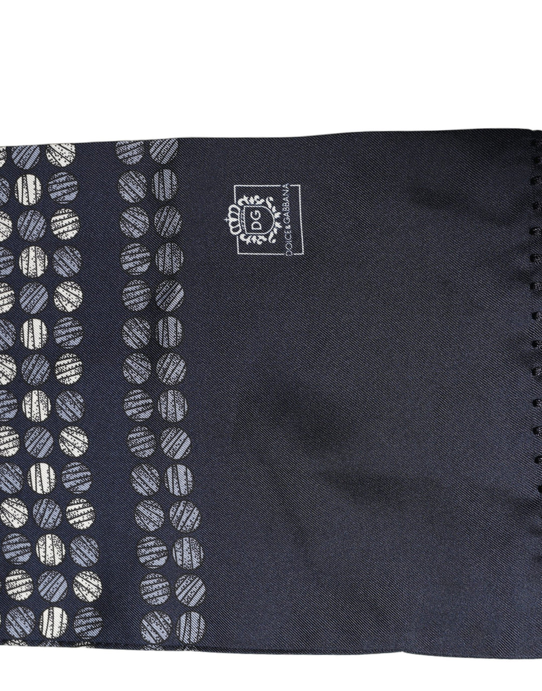 Dolce & Gabbana Men Navy Blue Geometric Dot Silk Fringed Neck Shawl Scarf
