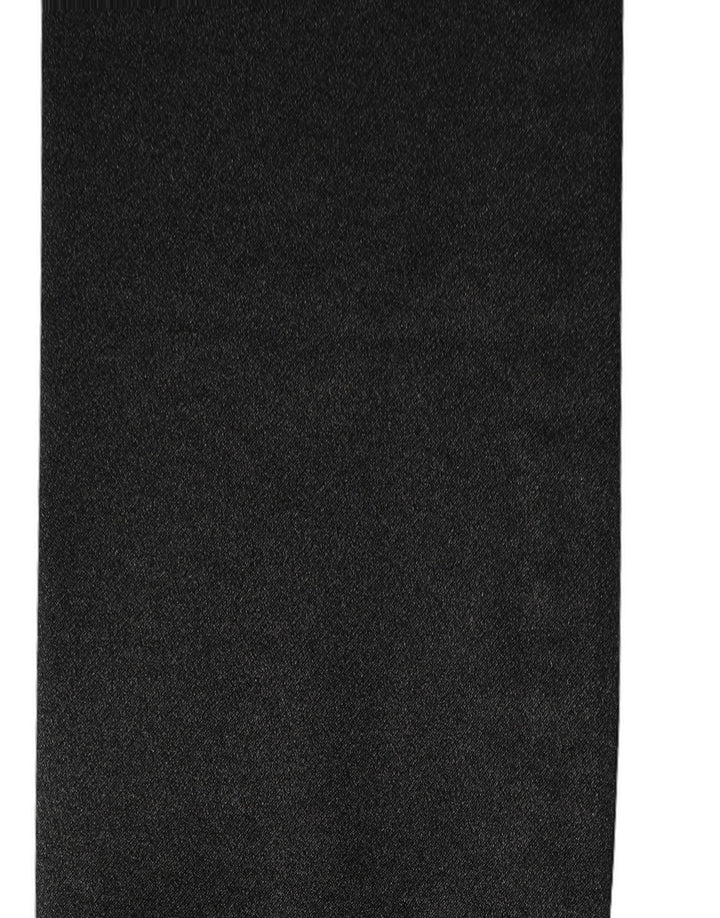 Dolce & Gabbana Men Black Satin Silk Fringed Neck Shawl Scarf