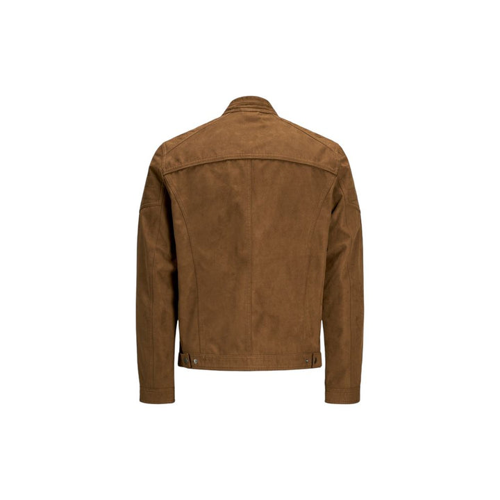 Jack Jones Beige Artificial Leather Full-Length Jacket
