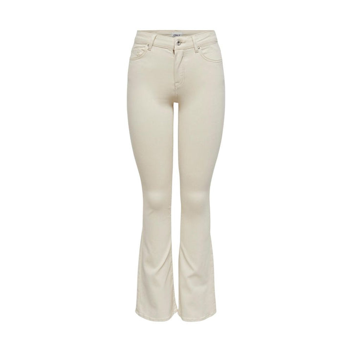 Only Cream Cotton Bootcut Jeans