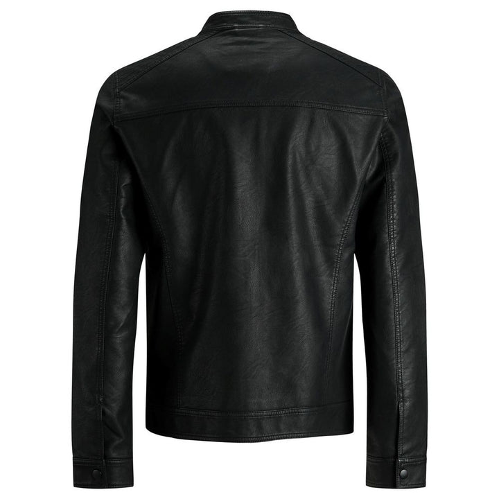 Jack Jones Black Polyamide Leather Jacket