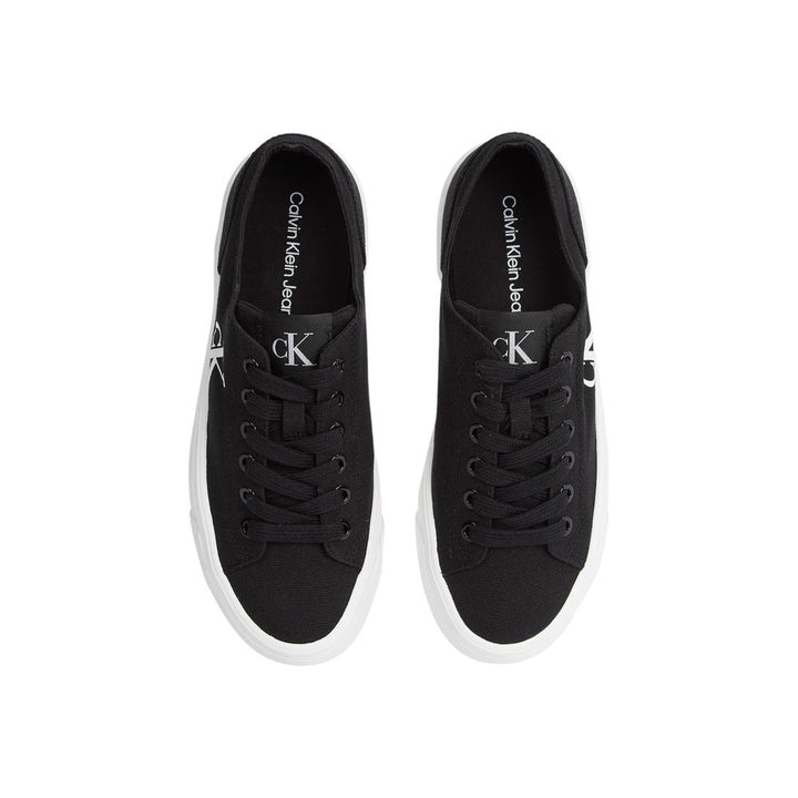 Calvin Klein Jeans Black And White Recycled Cotton Platform Sneakers
