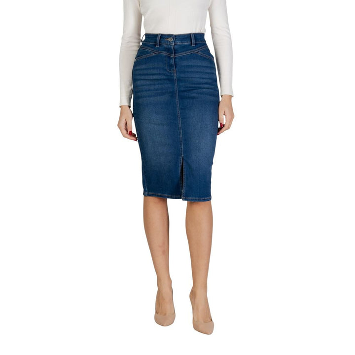 Morgan De Toi Blue Cotton Long Skirt