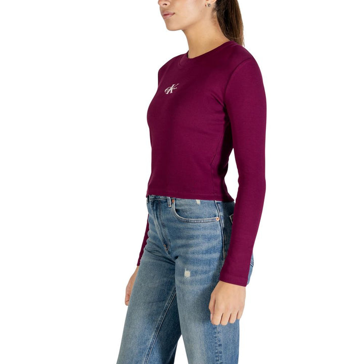 Calvin Klein Jeans Bordeaux Cotton Long Sleeve T-Shirt