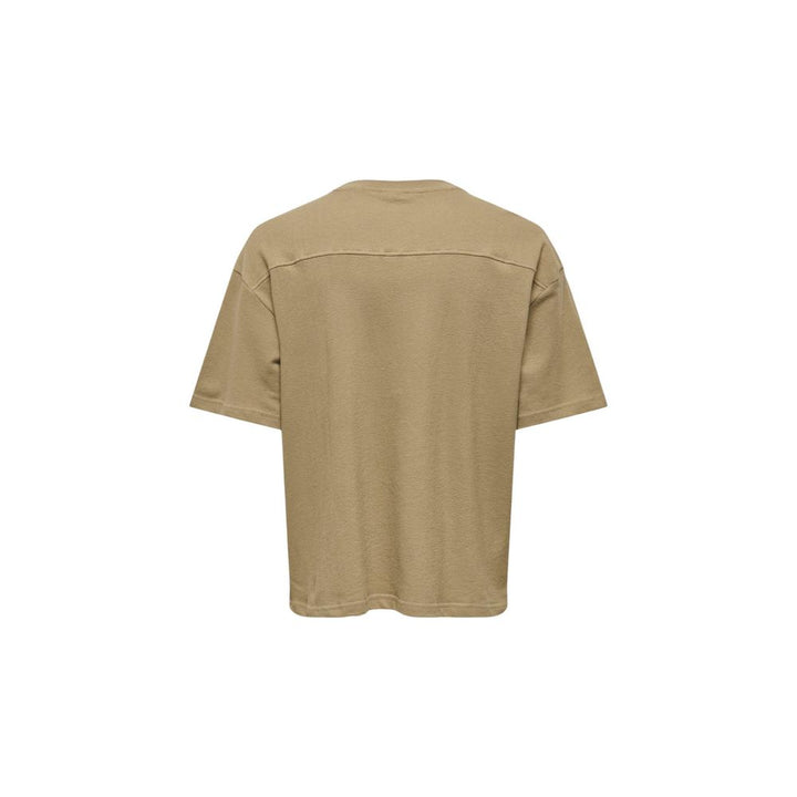 Only & Sons Brown Cotton T-Shirt