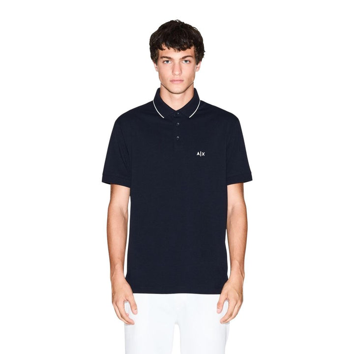 Armani Exchange Blue Cotton Polo Shirt