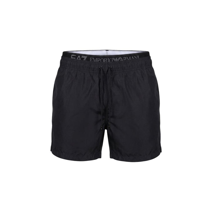 EA7 Emporio Armani Black Polyester Swim Shorts