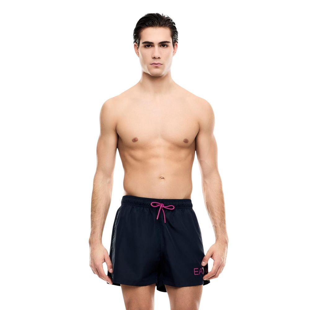 EA7 Emporio Armani Blue Polyester Swim Shorts