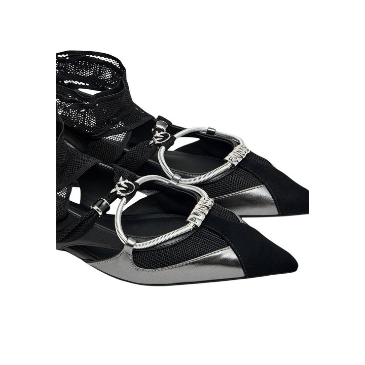PINKO Black Leather Ballet Flats