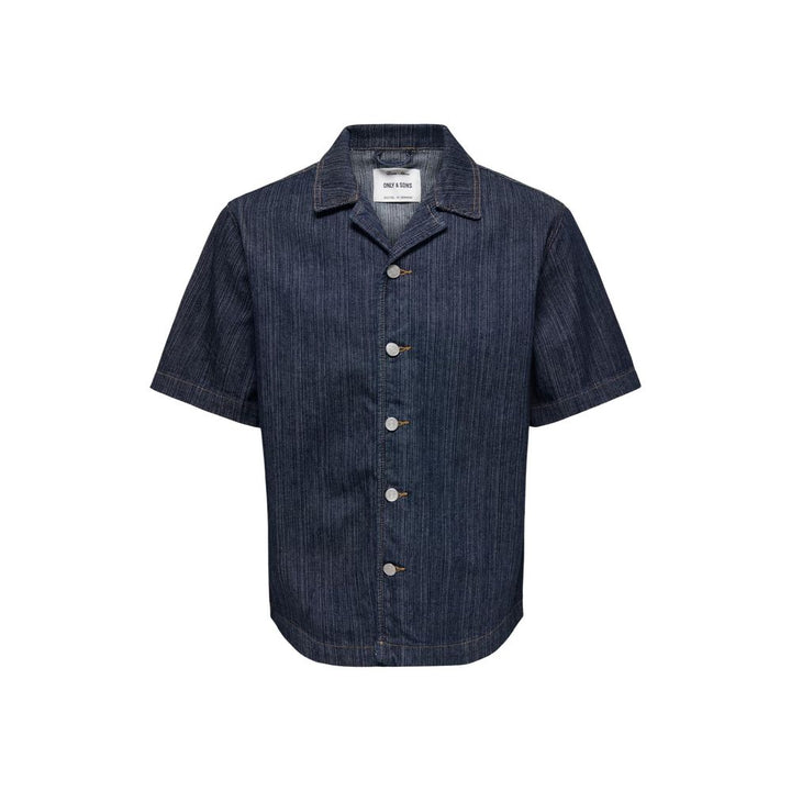 Only & Sons Blue Cotton Shortsleeve Shirt