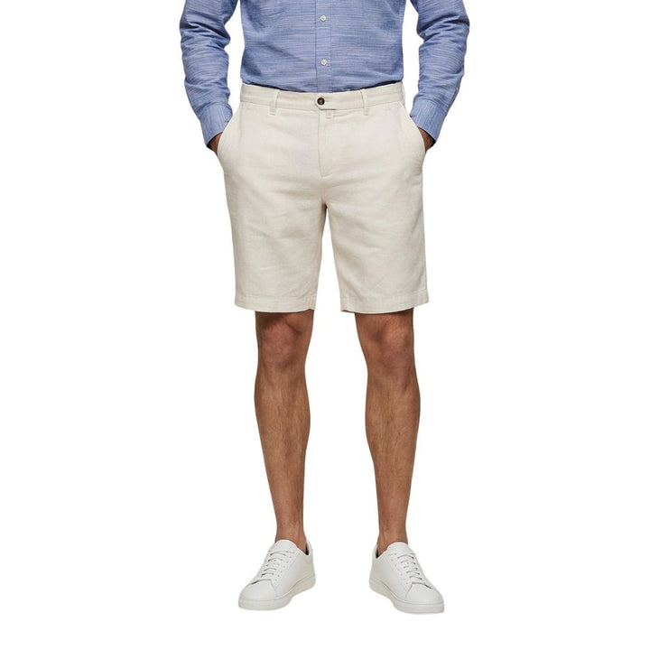 Borghese White Linen Bermuda Shorts